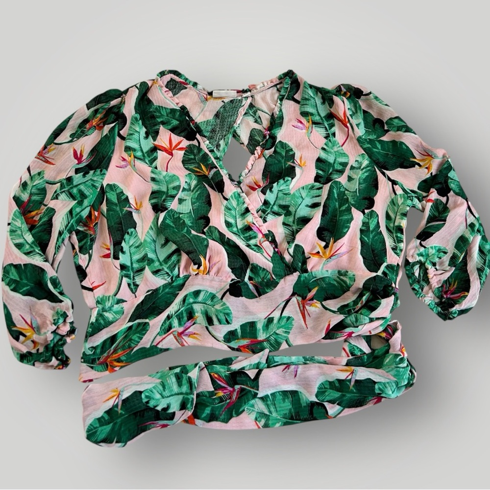 Eva Mendes for New York & Company Leafy Print Blouse size L